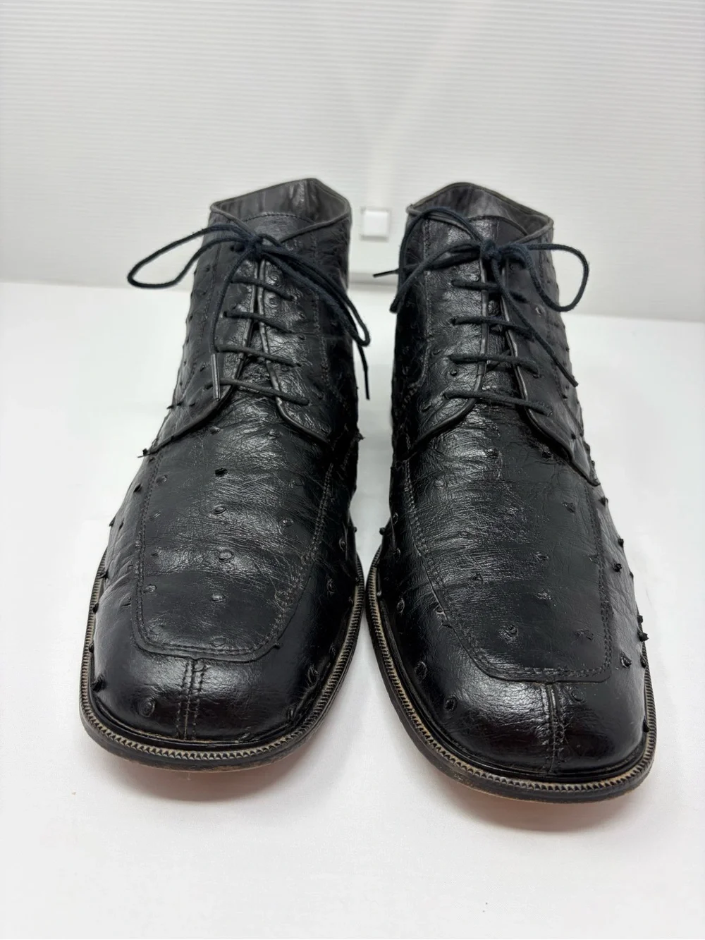 Los Altos Exotic Genuine Black Ostrich Dress Ankle Boots Leather Size 11 Mex 30